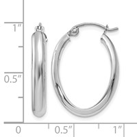 14K White Gold 3.5x 16mm Polished Oval Tube Hoop Earrings view 4
