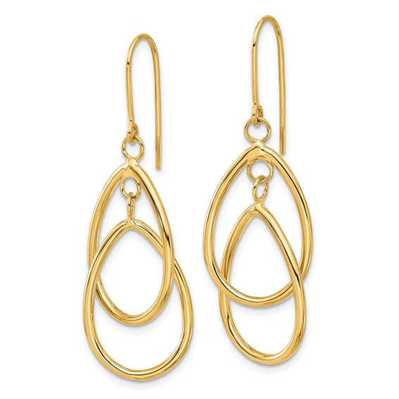Gold Teardrop Dangle Shepard Hook Earrings