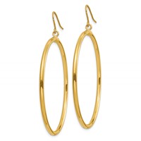 14K Yellow Gold Tube Hoop Dangle Earrings view 2