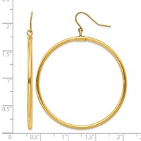 14K Yellow Gold Tube Hoop Dangle Earrings view 4