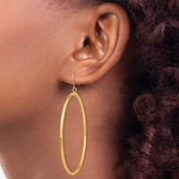 14K Yellow Gold Tube Hoop Dangle Earrings view 3