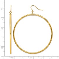 14K Yellow Gold Tube Hoop Dangle Earrings view 4
