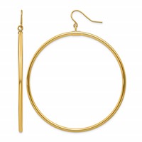 14K Yellow Gold Tube Hoop Dangle Earrings view 1