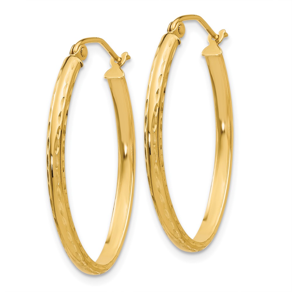 14k Lightweight Diamond-cut Oval Hoop Earrings (TE513)