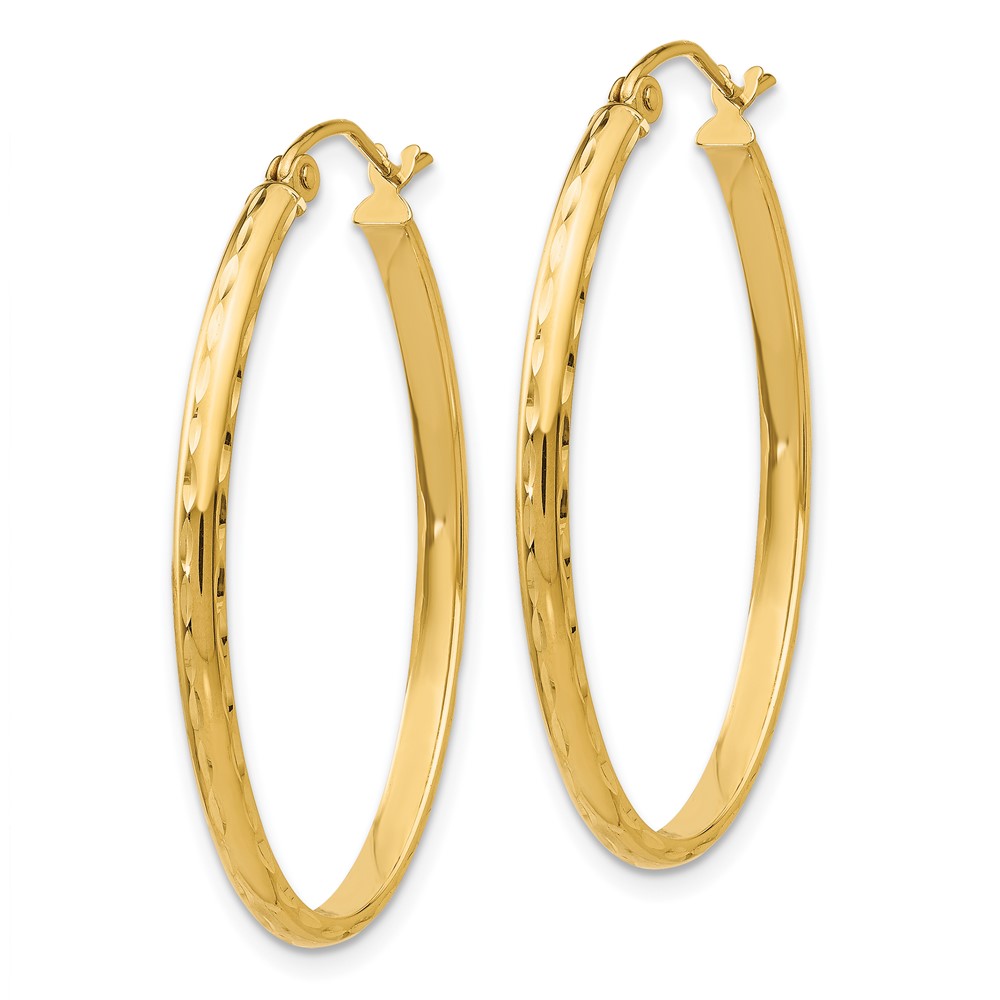 14k Lightweight Diamond-cut Oval Hoop Earrings (TE514)