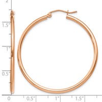 14K Rose Gold 2x 40mm Polished Lightweight Tube Hoop Earrings view 4