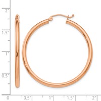14K Rose Gold 2.5x 40mm Polished Lightweight Tube Hoop Earrings view 4