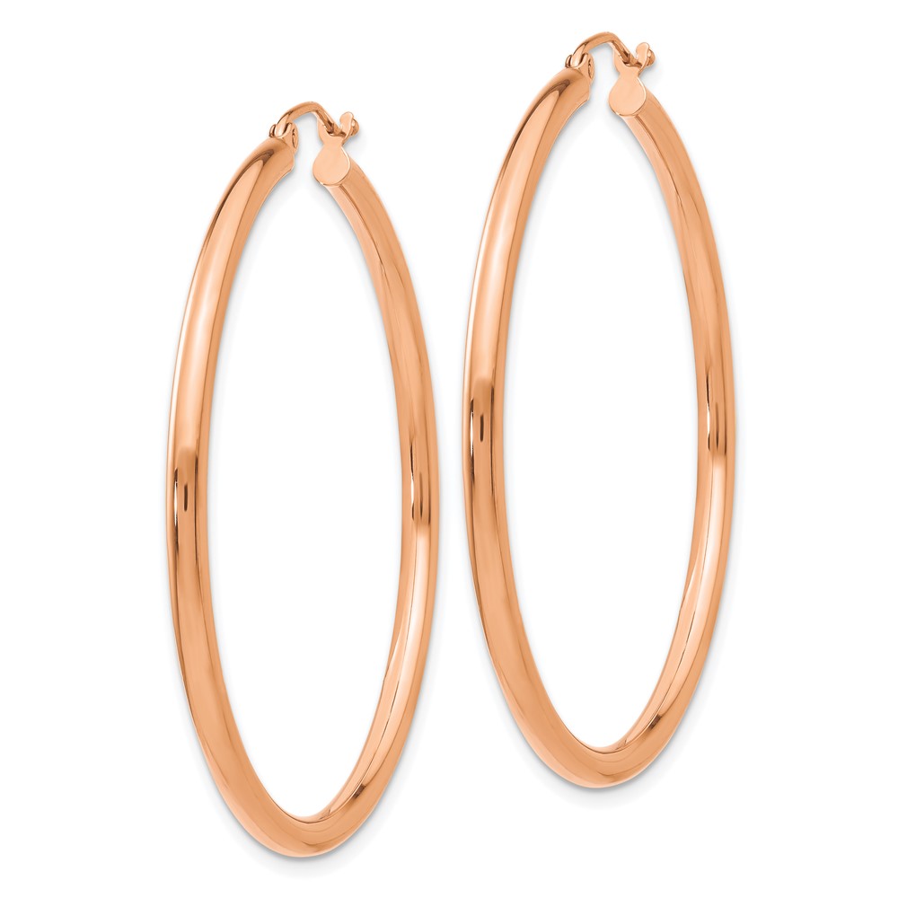 14k Rose Gold Polished 2.5mm Lightweight Tube Hoop Earrings (TE536)