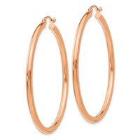 14K Rose Gold 2.5x 45mm Polished Lightweight Tube Hoop Earrings view 2