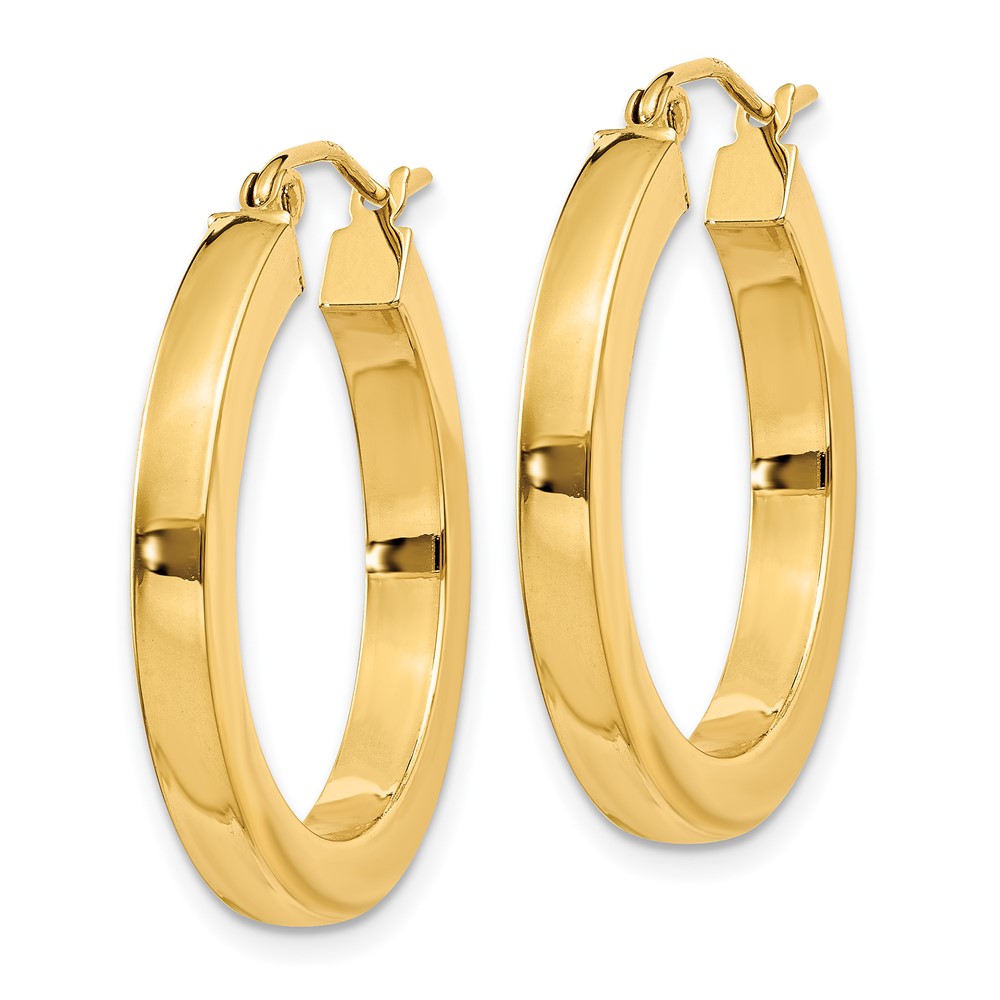 14k 3mm Polished Square Hoop Earrings (TE537)