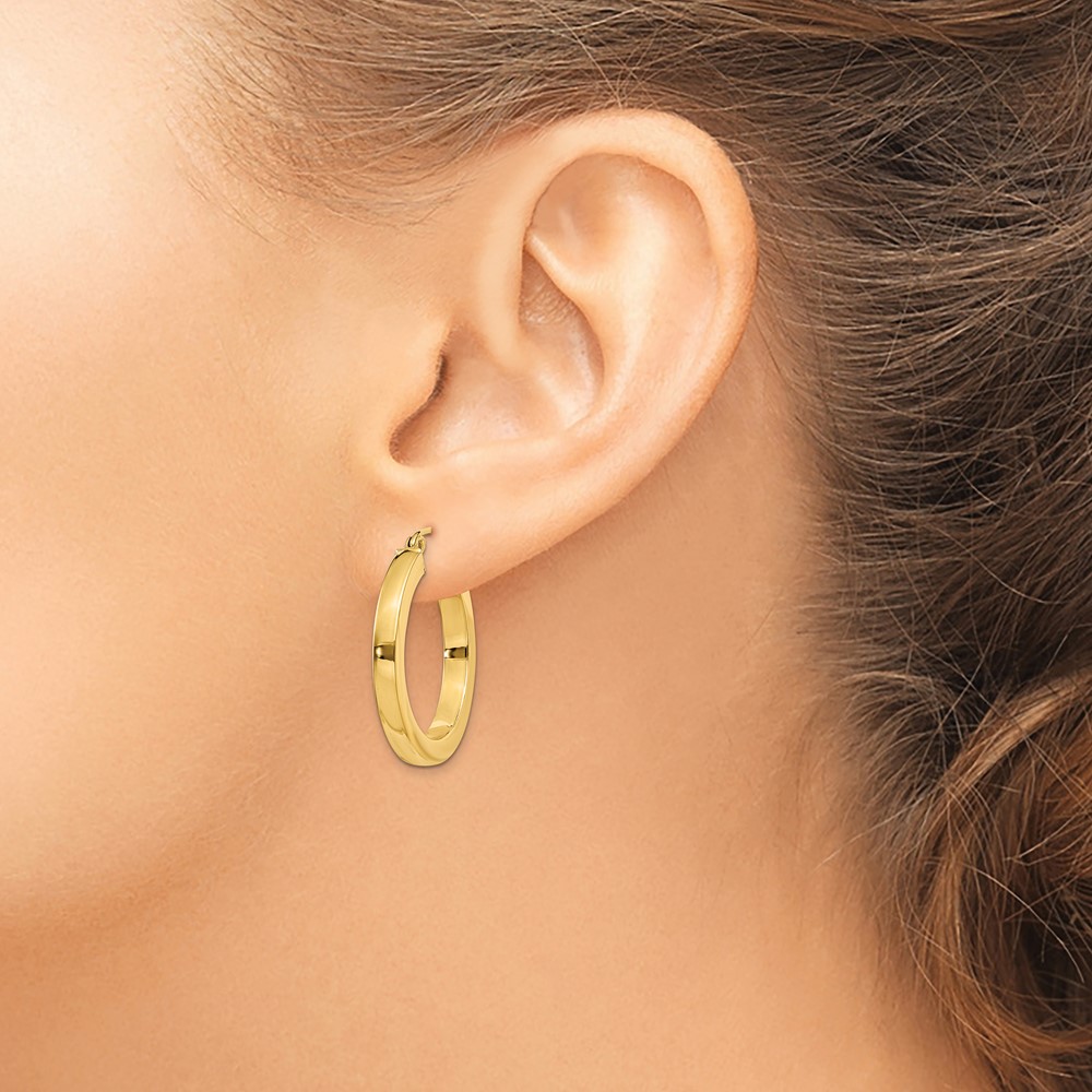 14k 3mm Polished Square Hoop Earrings (TE537)