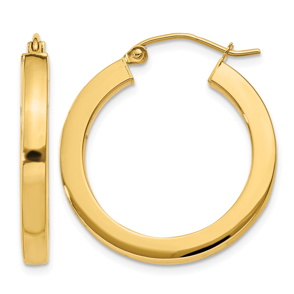 14k 3mm Polished Square Hoop Earrings (TE537)
