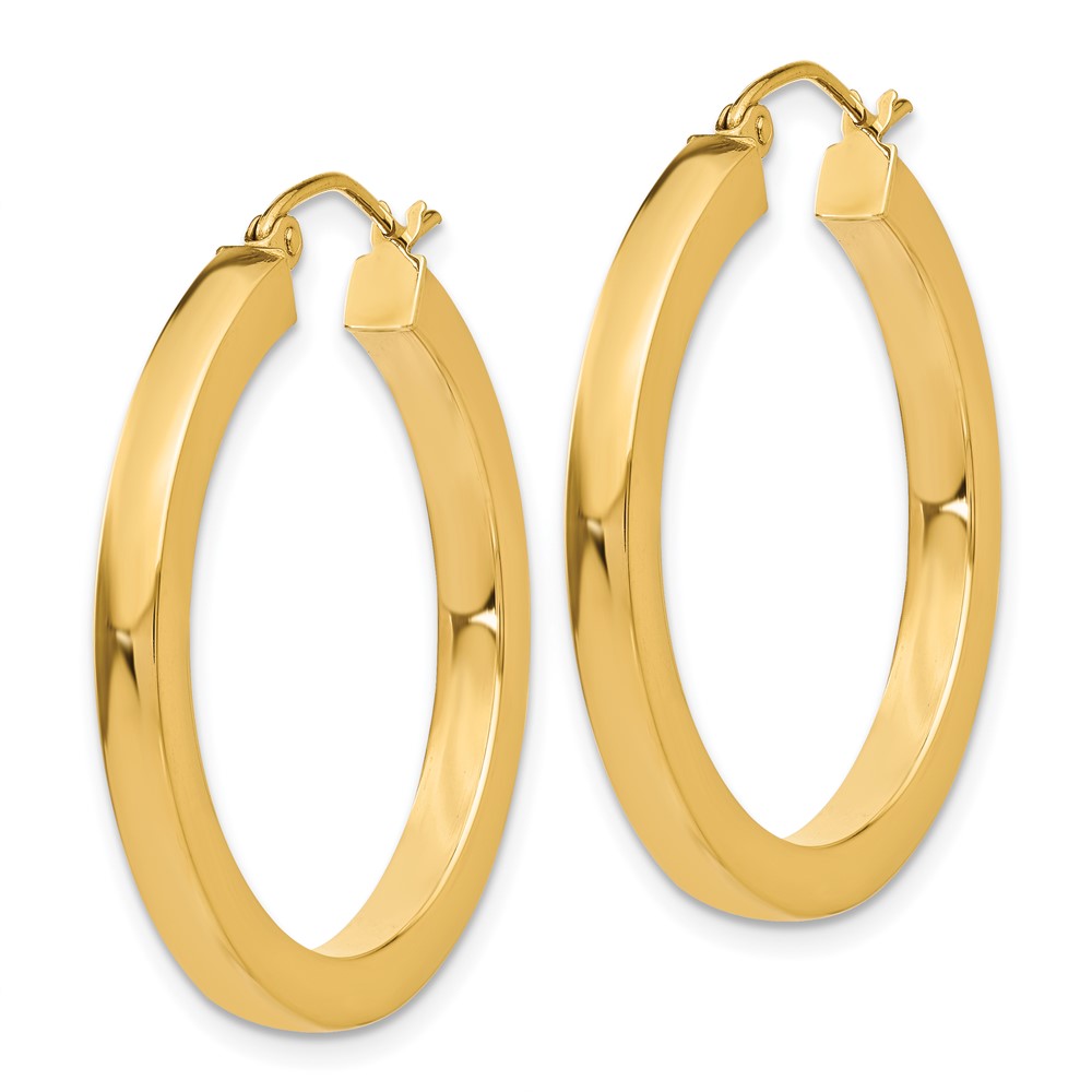 14k 3mm Polished Square Hoop Earrings (TE538)