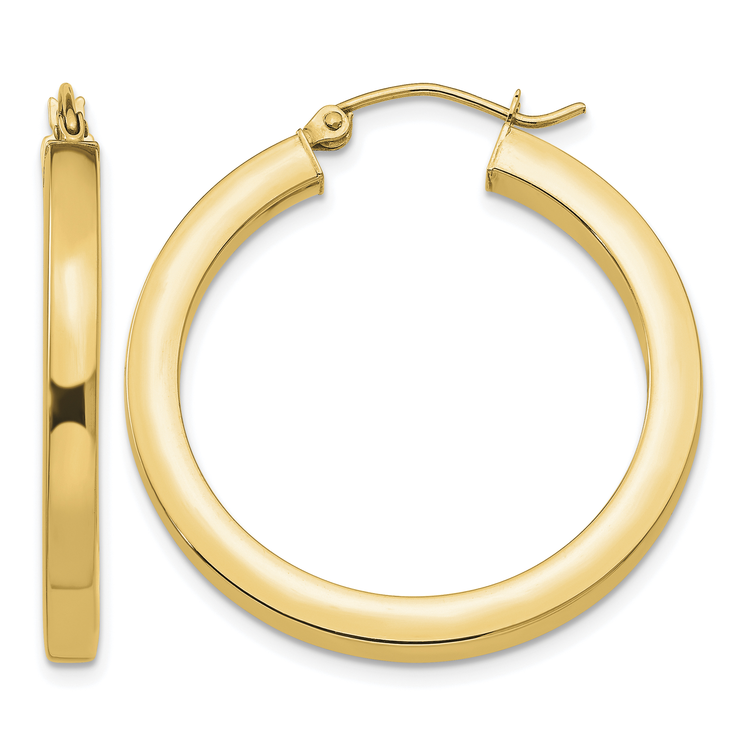14k 3mm Polished Square Hoop Earrings (TE538)