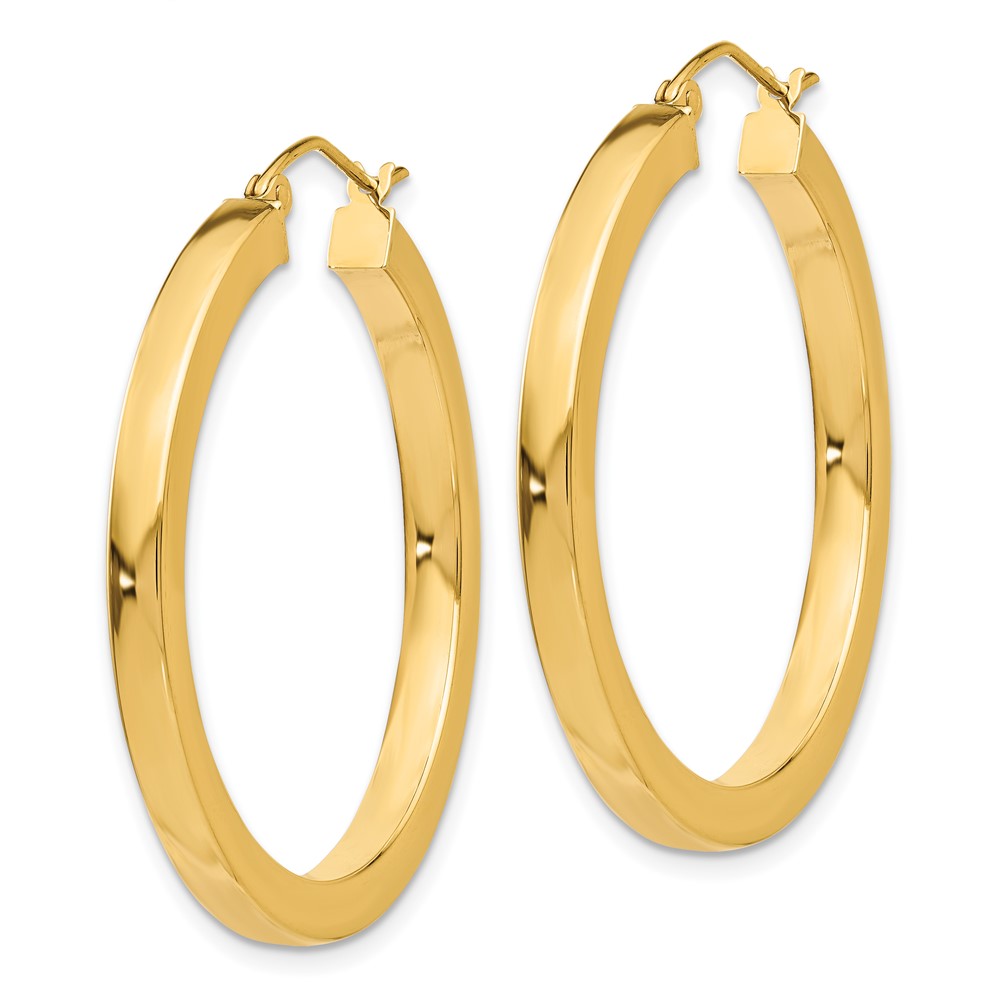 14k 3mm Polished Square Hoop Earrings (TE539)