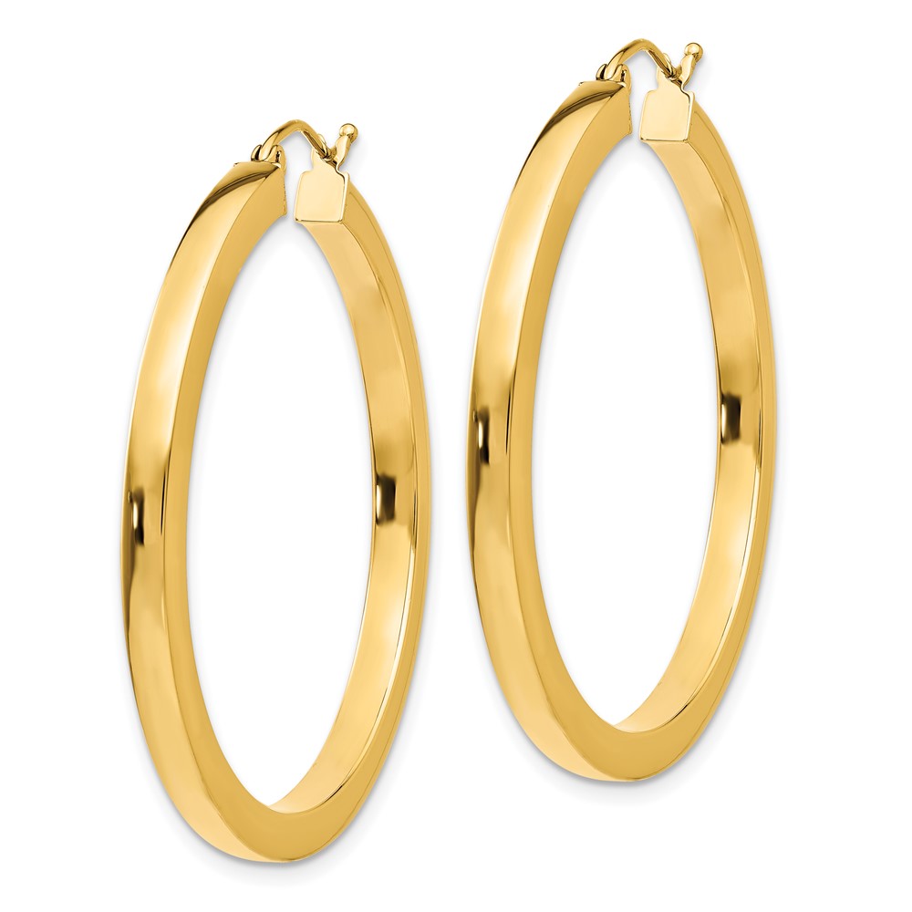 14k 3mm Polished Square Hoop Earrings (TE540)