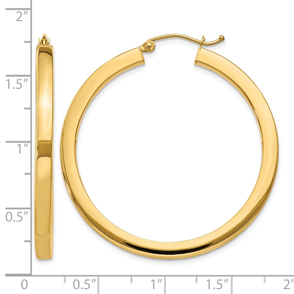 14k 3mm Polished Square Hoop Earrings (TE540)