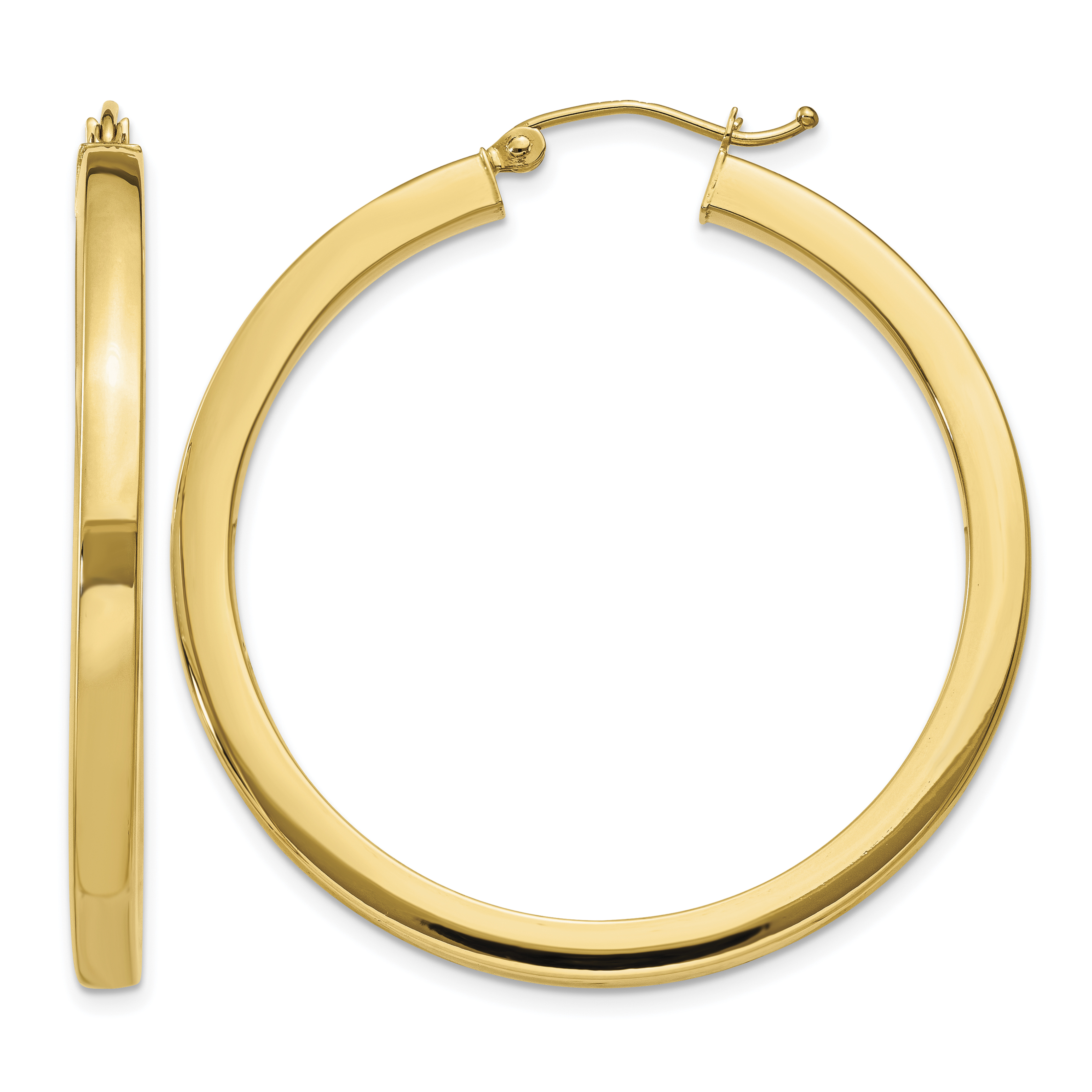 14k 3mm Polished Square Hoop Earrings (TE540)