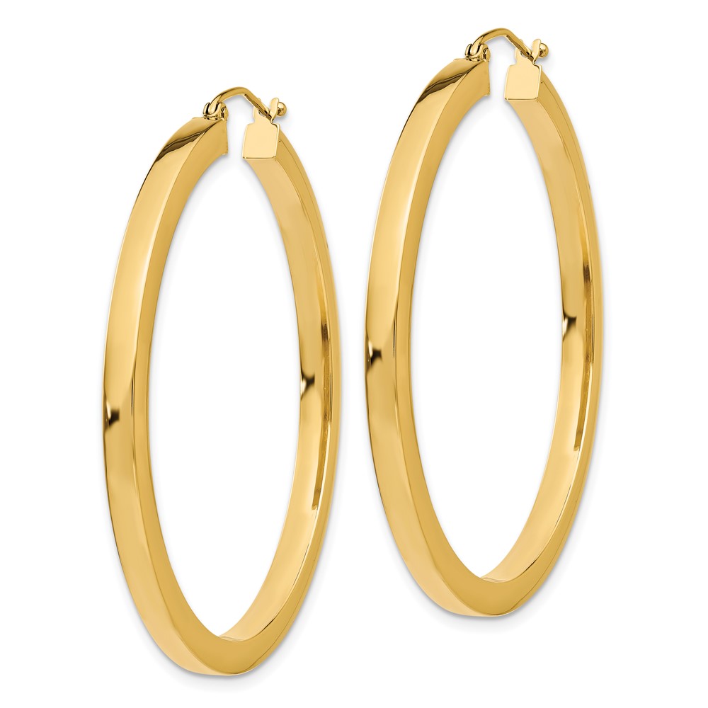 14k 3mm Polished Square Hoop Earrings (TE541)