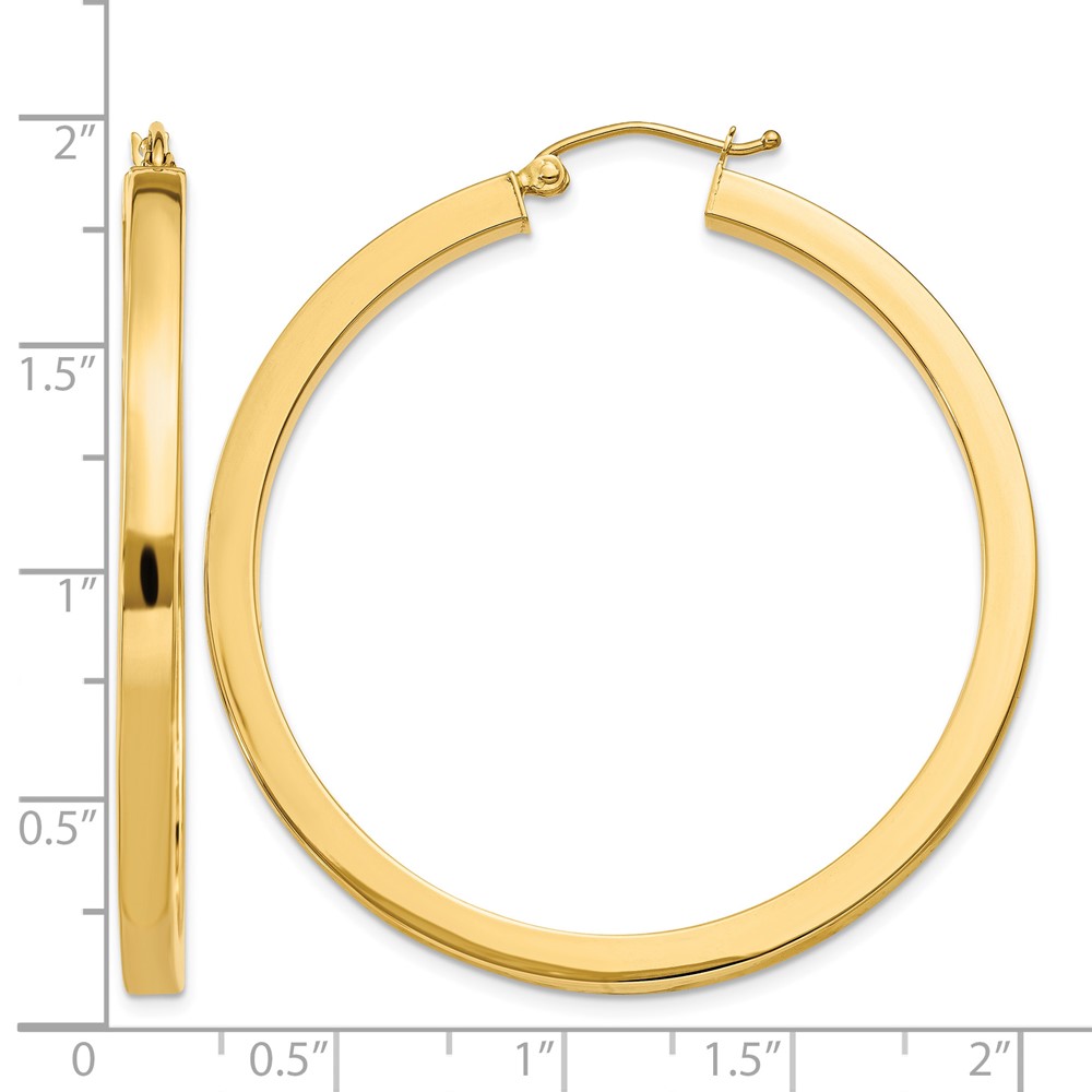 14k 3mm Polished Square Hoop Earrings (TE541)