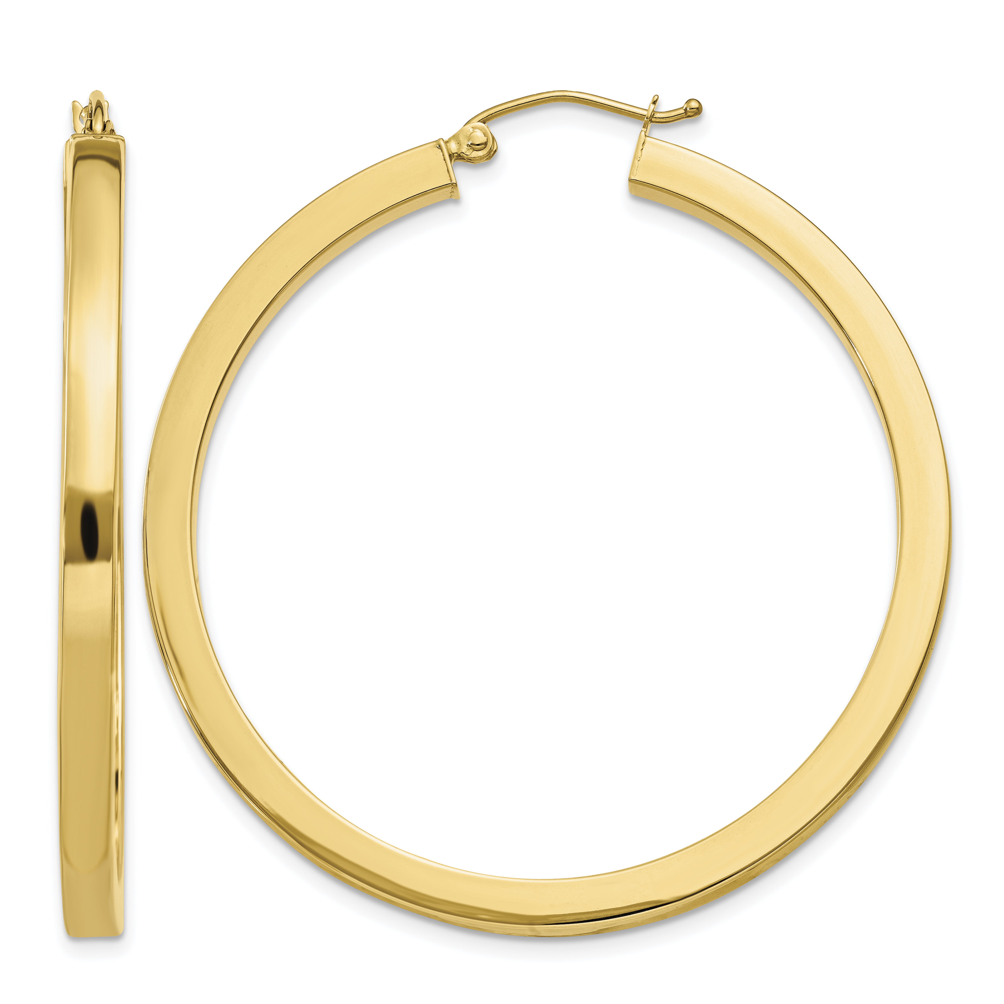 14k 3mm Polished Square Hoop Earrings (TE541)