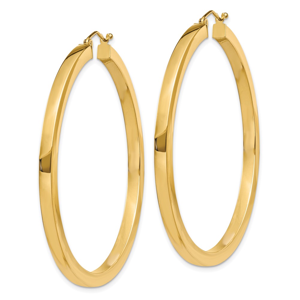 14k 3mm Polished Square Hoop Earrings (TE542)