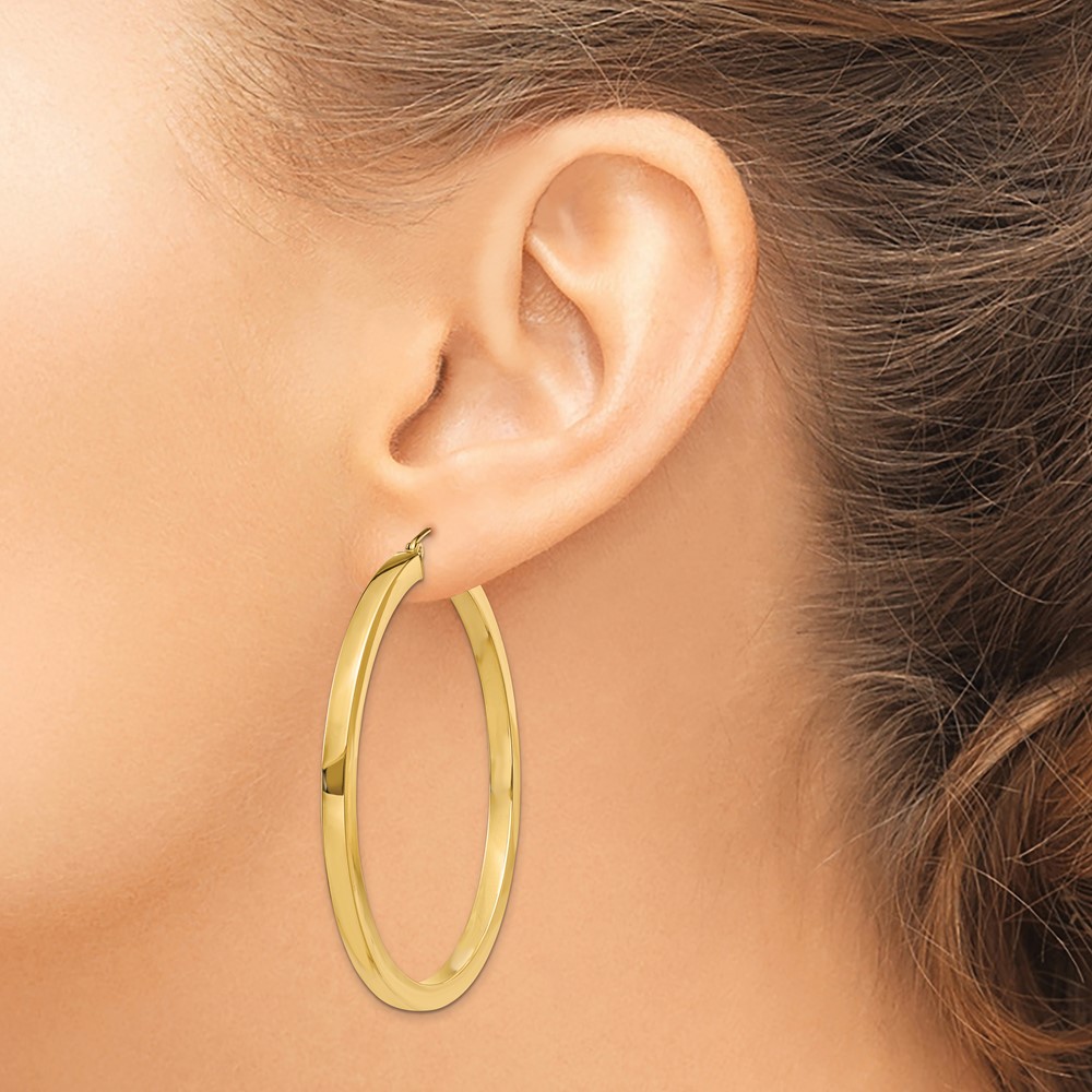 14k 3mm Polished Square Hoop Earrings (TE542)