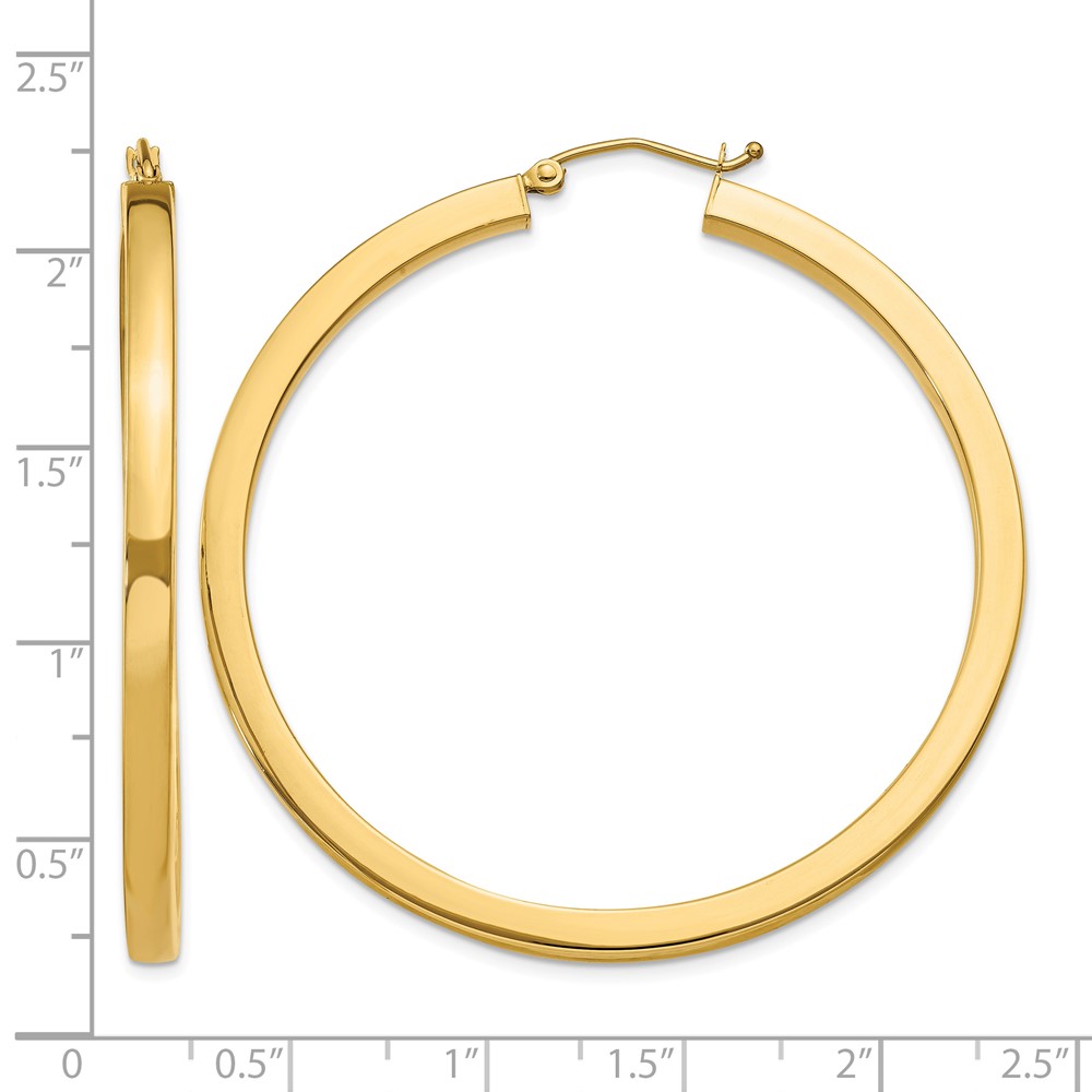 14k 3mm Polished Square Hoop Earrings (TE542)
