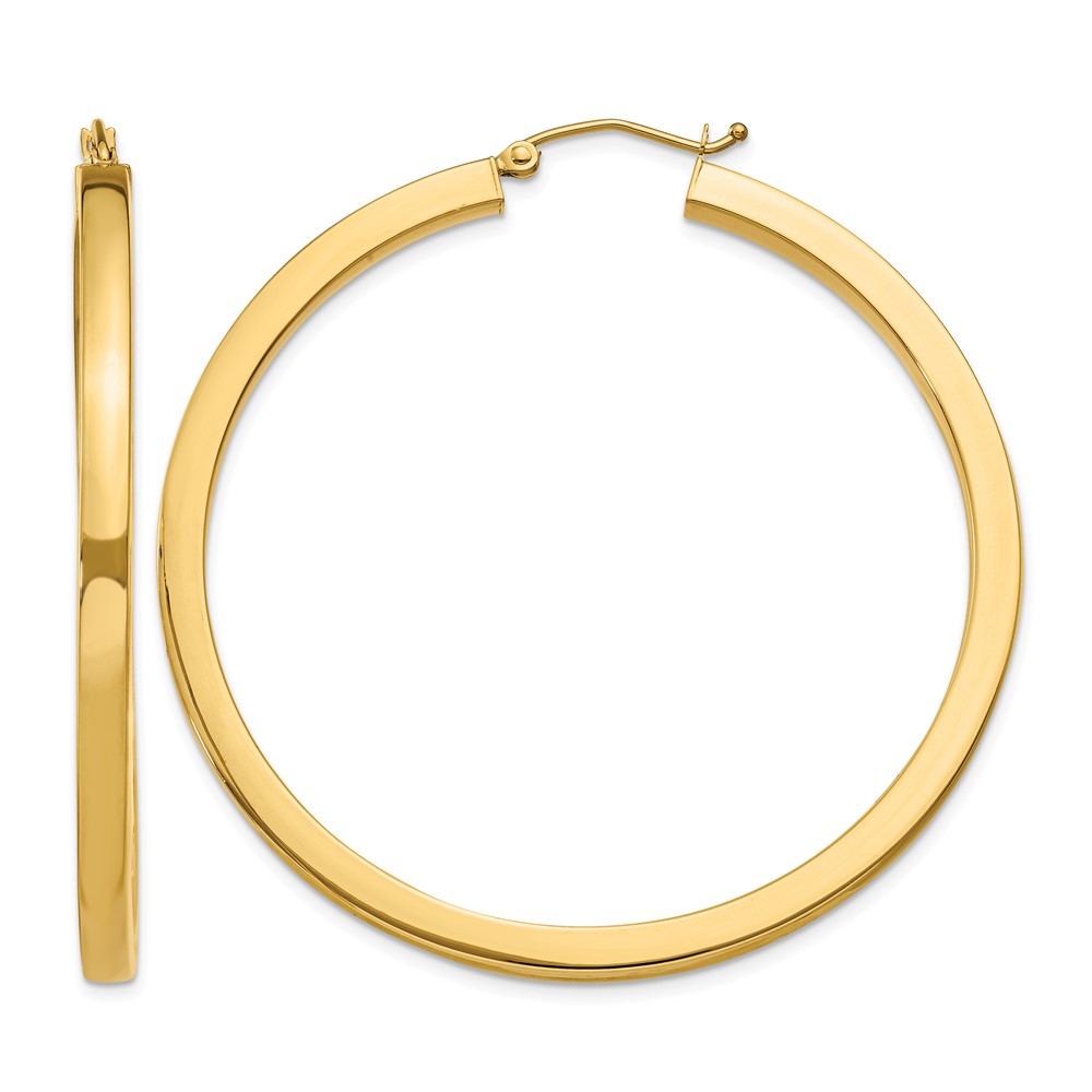 14k 3mm Polished Square Hoop Earrings (TE542)