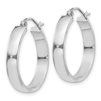 14K White Gold 4x 25mm Polished Tube Hoop Earrings view 2