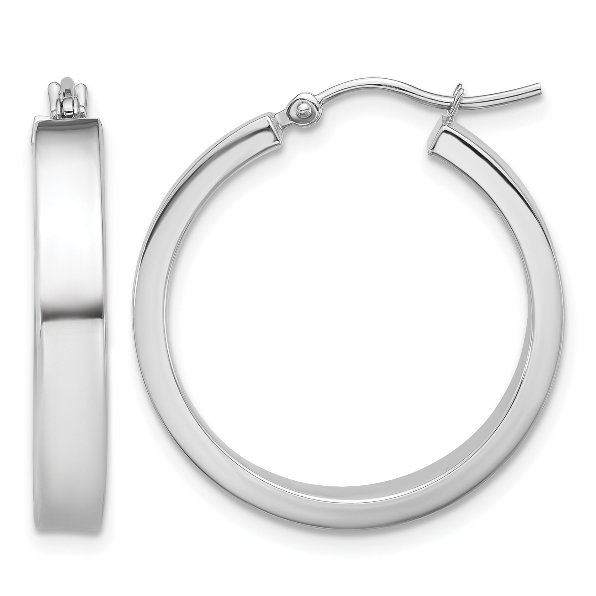 14k White Gold Polished Hoop Earring (TE557)