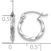 14K WG Twist Polished Hoop Earring view 4