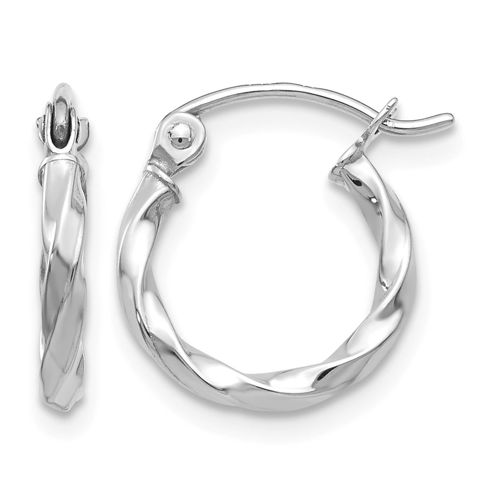 14K WG Twist Polished Hoop Earring