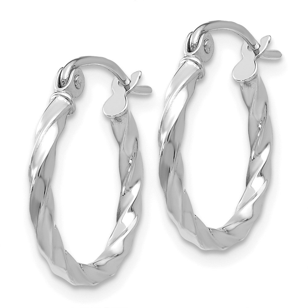 14k WG Twist Polished Hoop Earring (TE564)