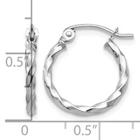 14K White Gold WG Twist Polished Hoop Earring view 4