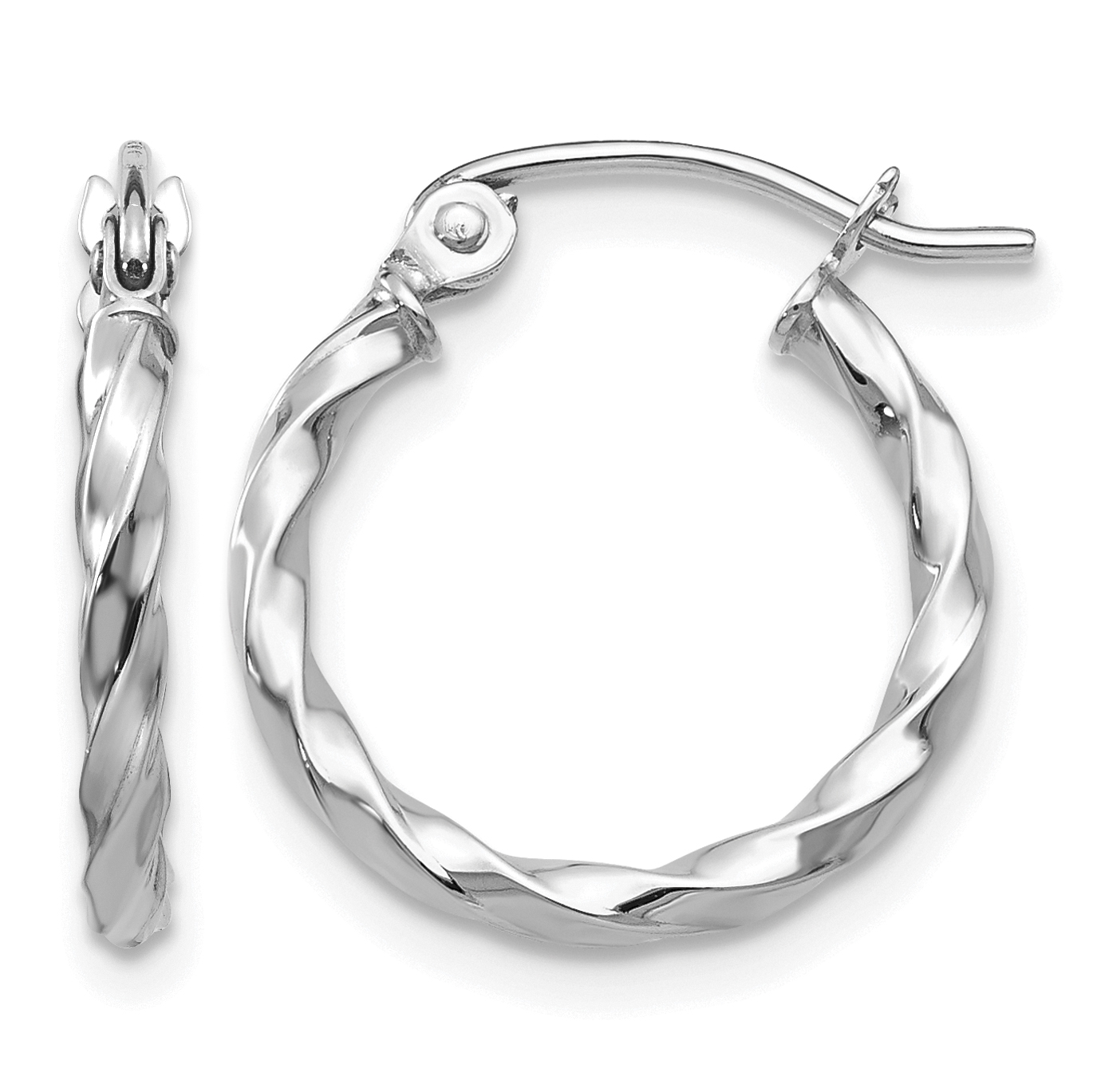14k WG Twist Polished Hoop Earring (TE564)