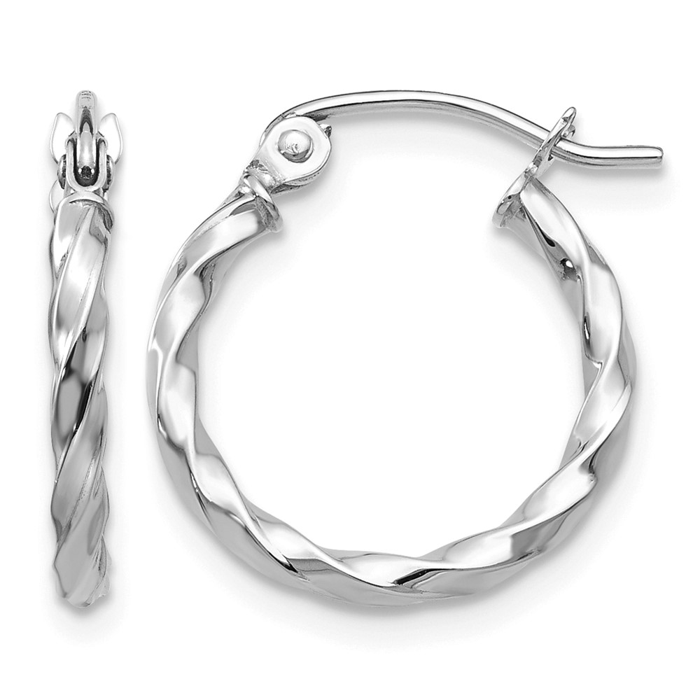 14k WG Twist Polished Hoop Earring (TE564)