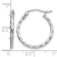 14K White Gold WG Twist Polished Hoop Earring view 4