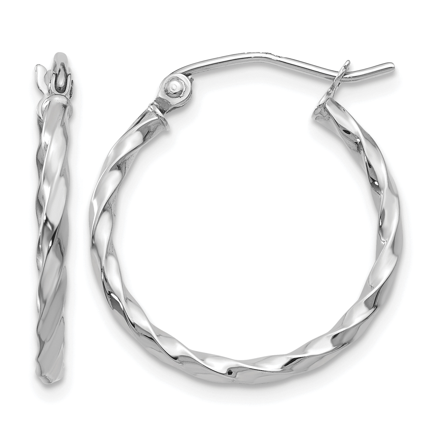14k WG Twist Polished Hoop Earring (TE565)