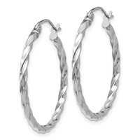14K WG Twist Polished Hoop Earring view 2