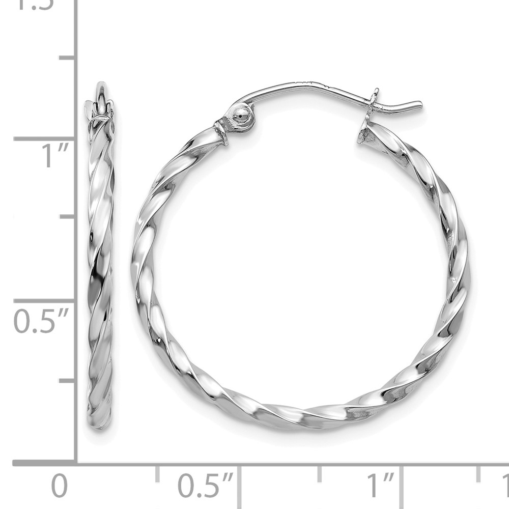 14k WG Twist Polished Hoop Earring (TE566)