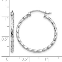 14K WG Twist Polished Hoop Earring view 4