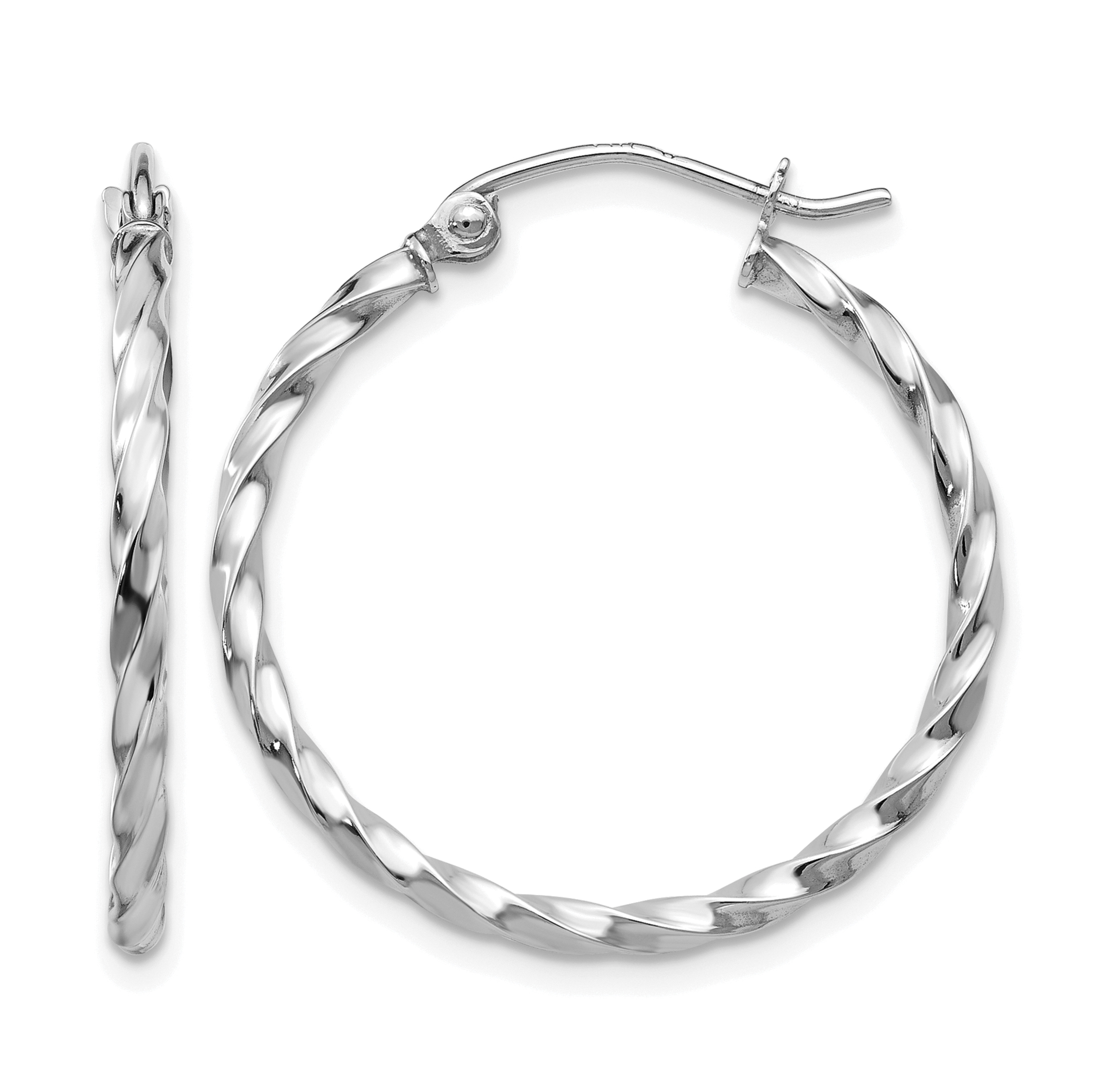 14k WG Twist Polished Hoop Earring (TE566)