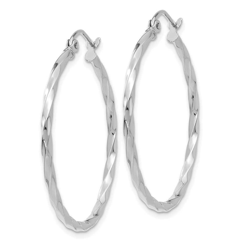 14k WG Twist Polished Hoop Earring (TE567)