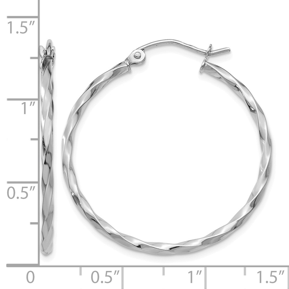 14k WG Twist Polished Hoop Earring (TE567)