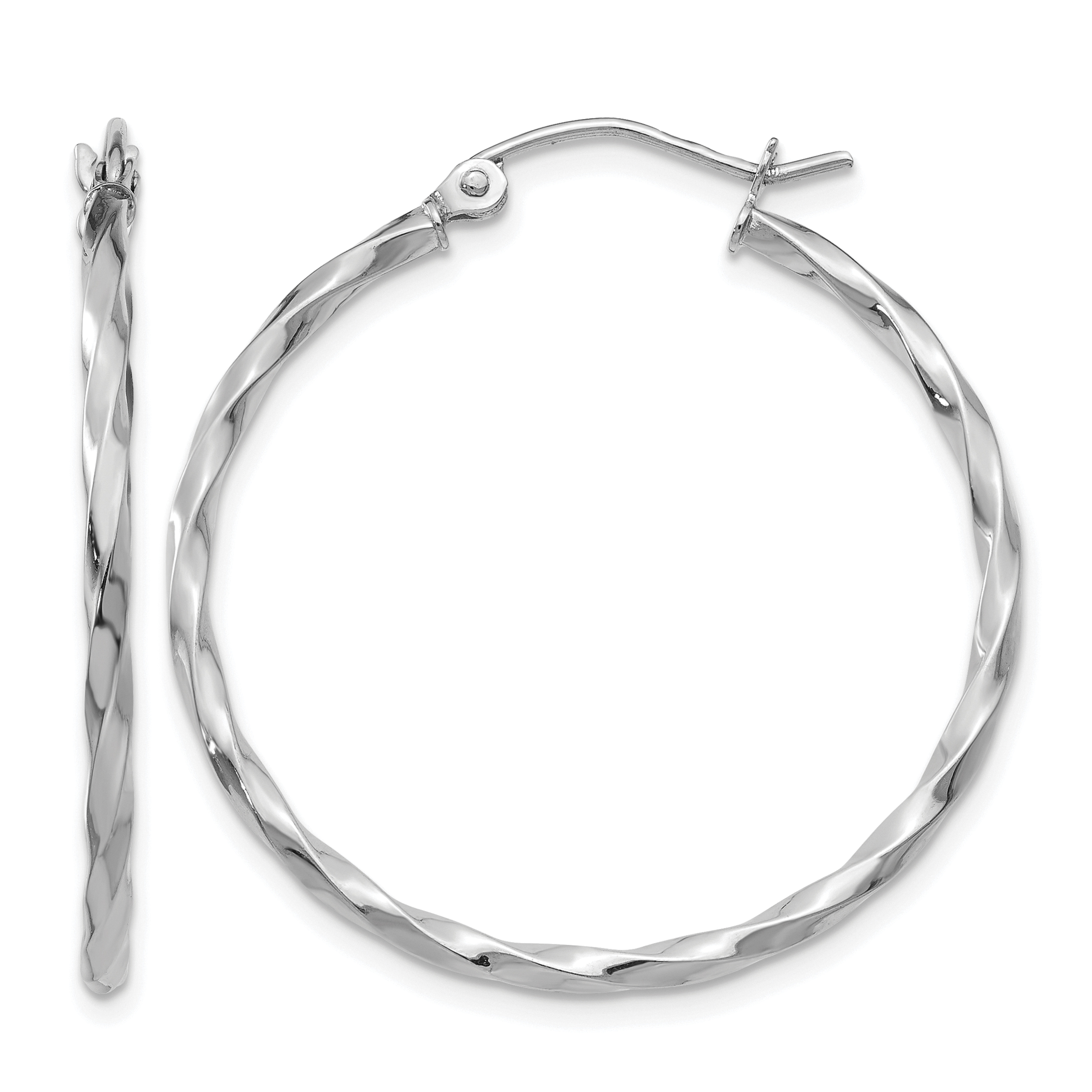 14k WG Twist Polished Hoop Earring (TE567)