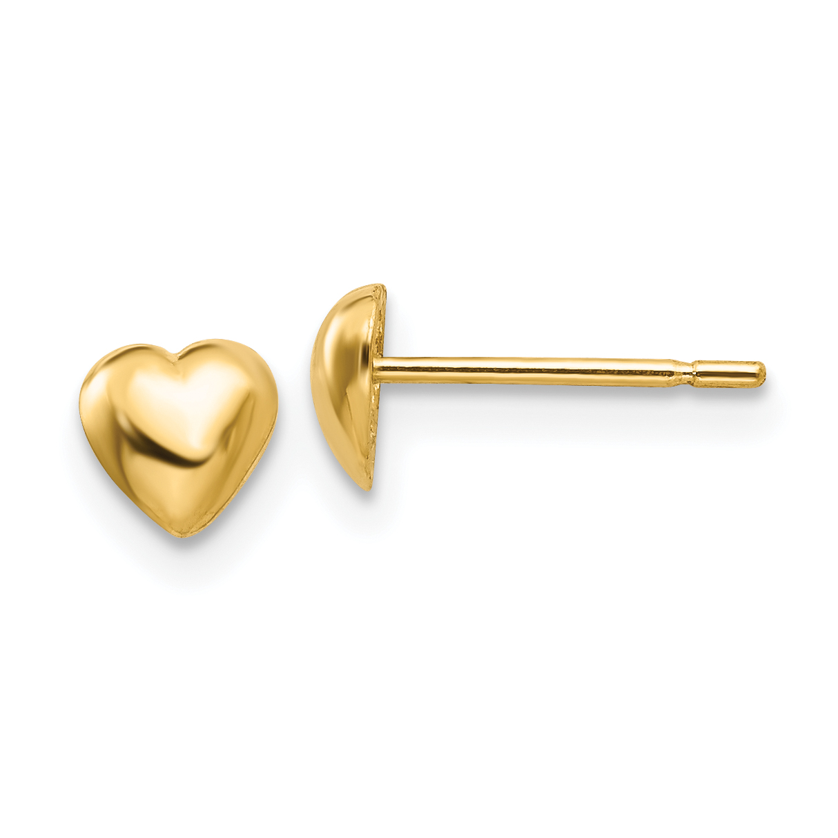 14K Polished Heart Post Stud Earrings (TE597)