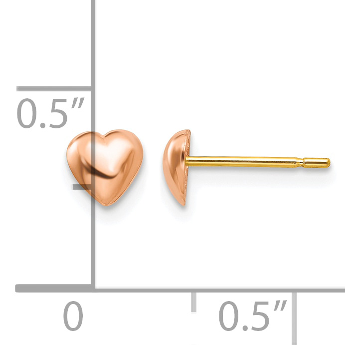 14K Rose Gold Polished Heart Post Stud Earrings TE597R detailed image 4
