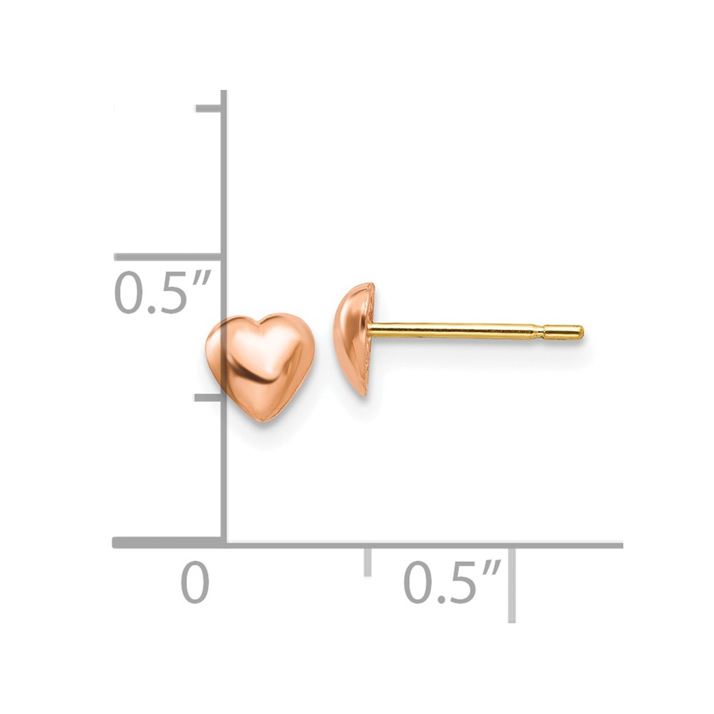 14K Rose Polished Heart Post Stud Earrings (TE597R)