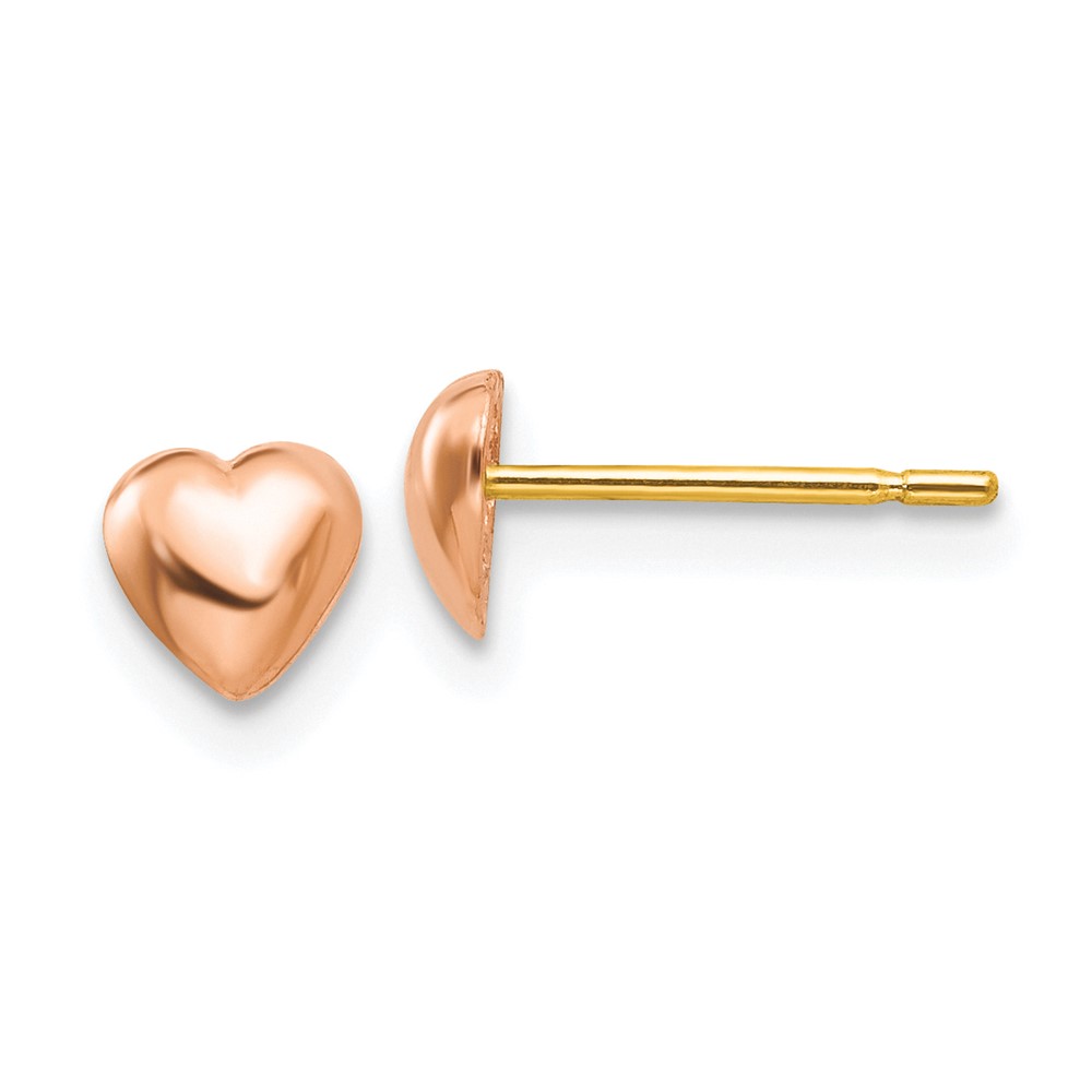 14K Rose Polished Heart Post Stud Earrings (TE597R)